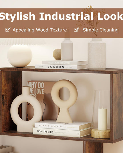 Giantex 3-Tier Bookshelf | Geometric Bookcase Side Table with Open Storage