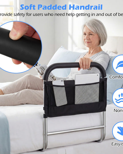 Giantex Elderly Safety Adjustable Height Bed Rail with Storage Pocket
