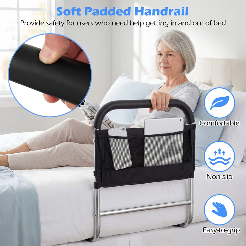 Giantex Elderly Safety Adjustable Height Bed Rail with Storage Pocket