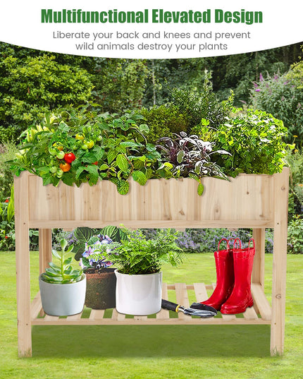 Giantex Raised Garden Bed, Wooden Planter, Black Liner