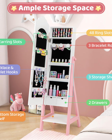 CHARMAID Kids Jewelry Organizer with Full Length Mirror