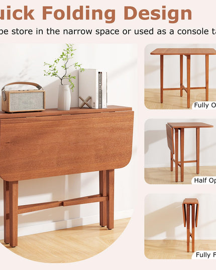 Giantex Table à Manger Extensible 91 cm avec Abattants, Piètement en X et Pieds en Bois d'Hévéa