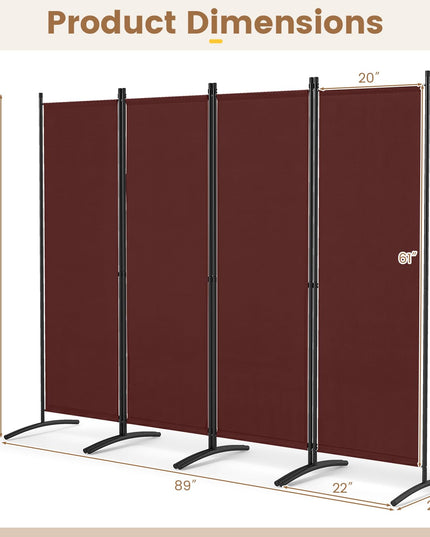 Giantex 4 Panel Room Divider, 5.6Ft Folding Screen, Home Office Freestanding Tall Partition