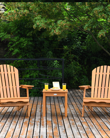 Giantex Adirondack Chair Set 3-Piece Foldable Wooden Chairs Set