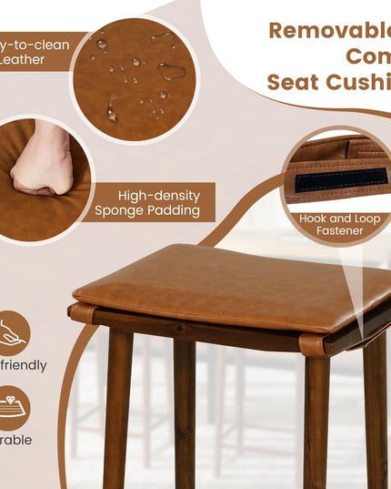 Giantex Bar Stools Set of 4, Wooden Backless Barstools for Kitchen Island