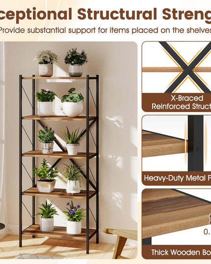 Giantex Industrial Bookcase with Heavy-Duty Metal Frame