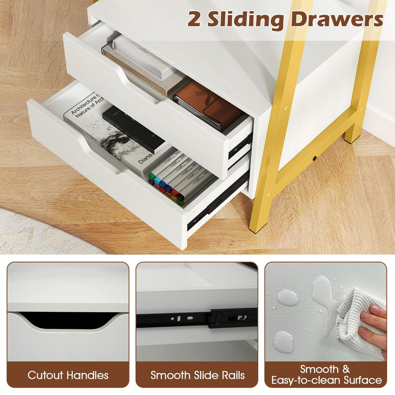 Giantex 4 Tier Bookshelf with 2 Drawers for Study