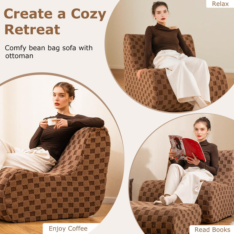 Giantex Bean Bag Chair with Ottoman for Living Room