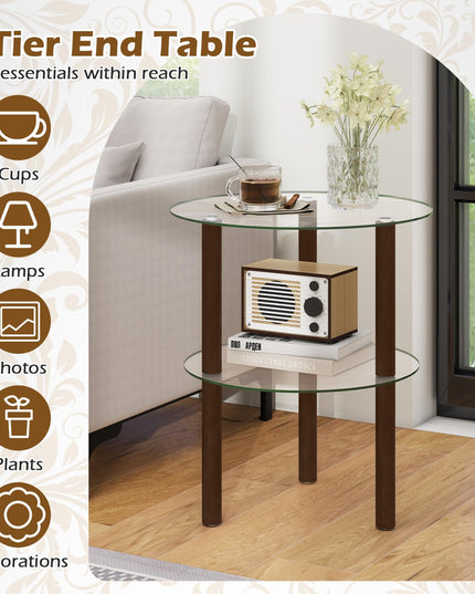 Giantex Round End Table for Living Room Bedroom Home Office