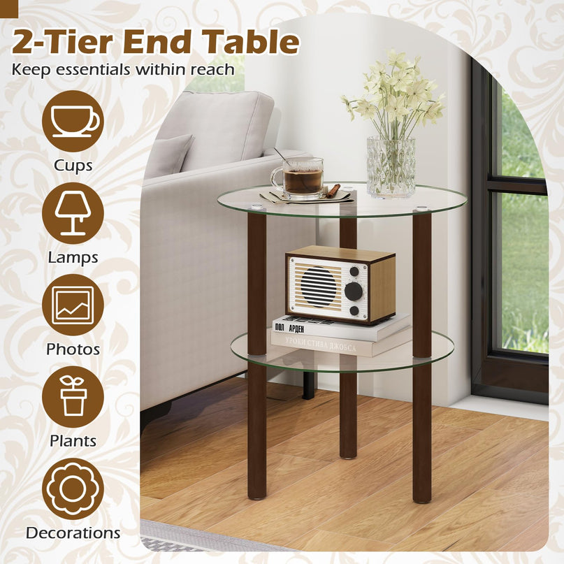 Giantex Round End Table for Living Room Bedroom Home Office