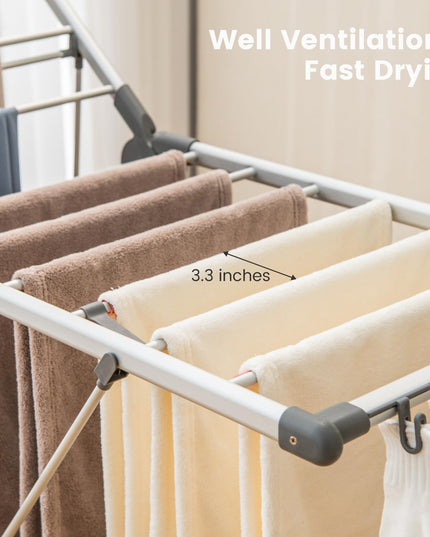 Giantex Clothes Drying Rack, 2-Layer Aluminum Foldable Laundry Drying Rack with 5-Level Adjustable Height