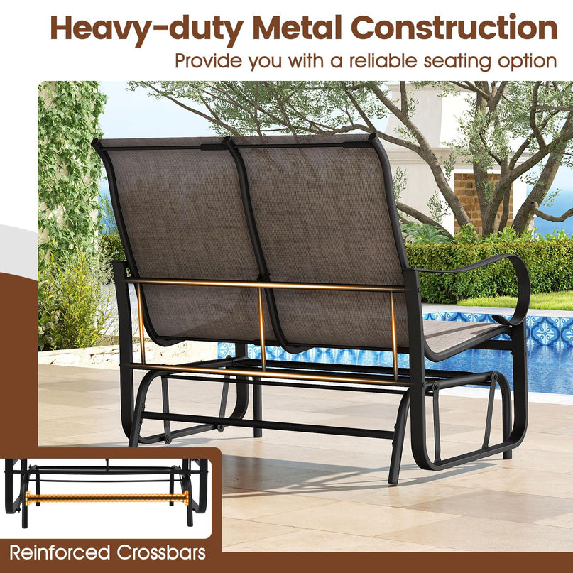 Giantex 2-Person Outdoor Glider Bench with High Backrest