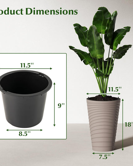 Giantex 18" Tall Flower Pot Set of 2 w/Insert Bucket