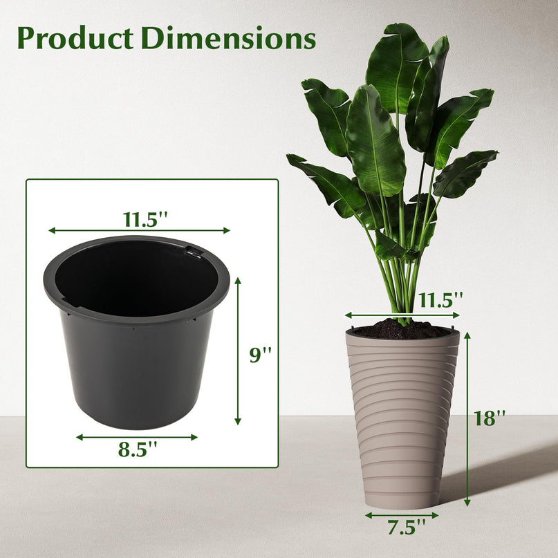 Giantex 18" Tall Flower Pot Set of 2 w/Insert Bucket
