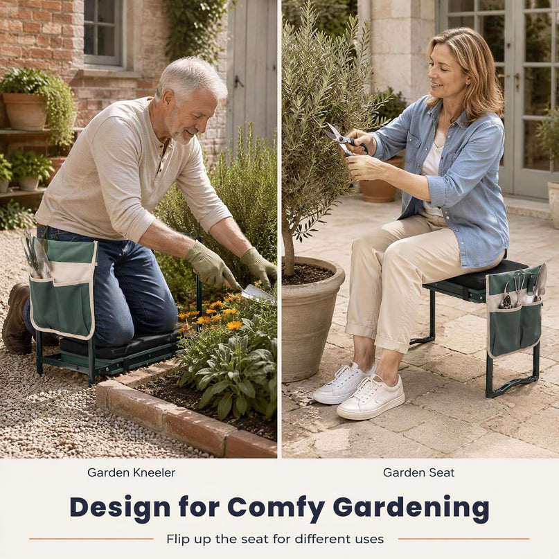 GIANTEX 11-Inch Wide Garden Kneeler and Seat | Foldable 2-in-1 Gardening Bench