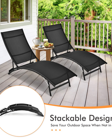 Giantex Outdoor Chaise Lounge Set of 2, Foldable Pool Lounge Chairs