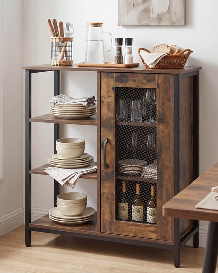 Giantex Buffet Sideboard | Industrial Kitchen Storage Side Cabinet with Metal Mesh Door