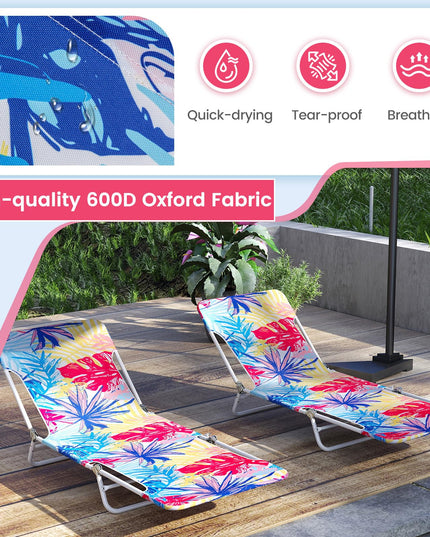 Chaise longue de patio Giantex colorée avec sangle de transport à 5 positions et cadre métallique