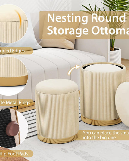 Giantex Ottoman with Storage - Set of 2 Storage Ottomans