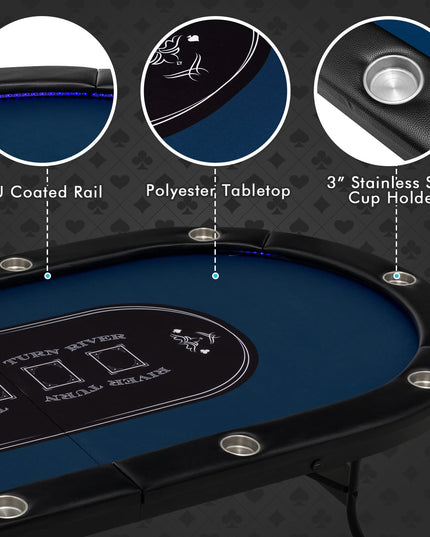 10 Players Poker Table with Cup Holder - Giantex