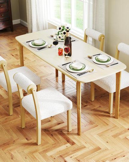 Giantex Wooden Dining Chairs Set of 2/4, Faux Sherpa Upholstered Kitchen Dining Room Chairs w/Rubber Wood Frame