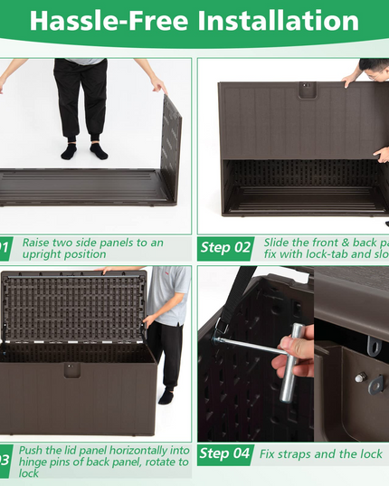 Outdoor Storage Deck Box Patio Bin - 105 Gallon Indoor/Outside Storage Box with Lockable Lid