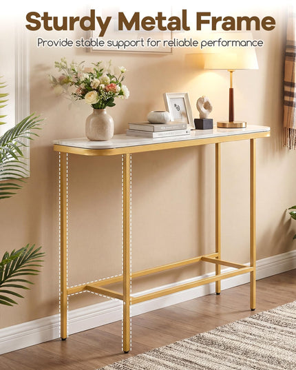 Giantex 44" Entryway Table with Faux Marble Tabletop & Heavy-Duty Metal Frame