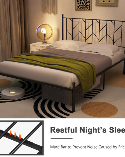 Giantex Metal Bed Frame with Victorian Style Headboard