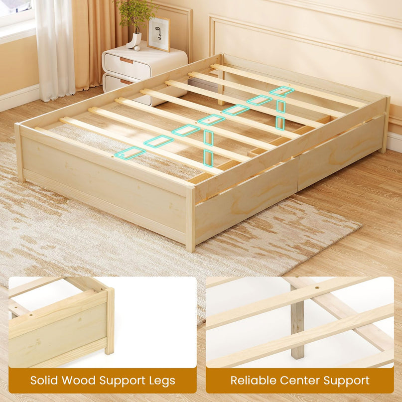 Giantex Full Size Bed Frame with 2 Storage Drawers