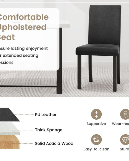 Giantex Dining Chairs Set of 4, Upholstered Kitchen Dinette Chairs w/Wood Frame