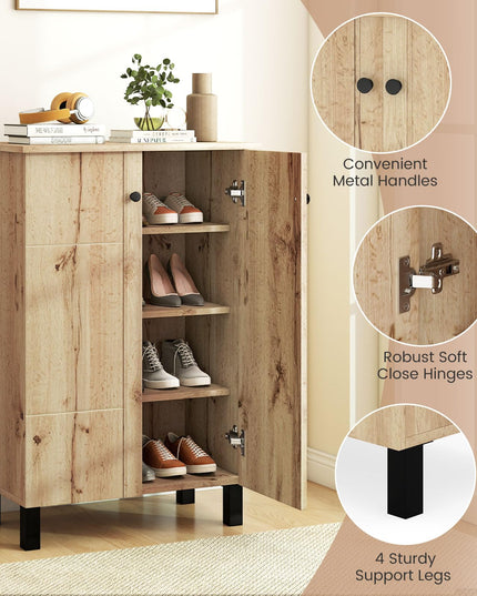 Meuble à chaussures étroit Giantex à 4 niveaux avec étagères amovibles