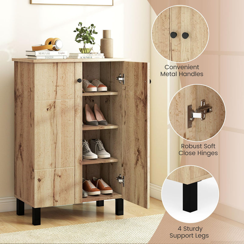 Giantex 4 Tier Narrow Shoe Rack Cabinet with Removable Shelves