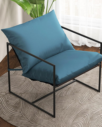Giantex Accent Chairs for Living Room - Metal Framed Armchair with Removable Sponge Cushion, Sling Accent Chair Set of 2