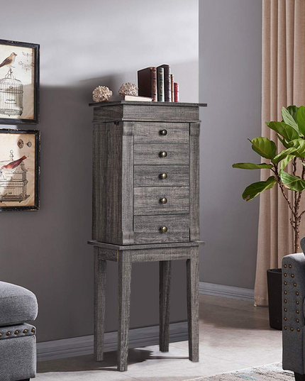 CHARMAID Jewelry Cabinet Armoire with 5 Drawers