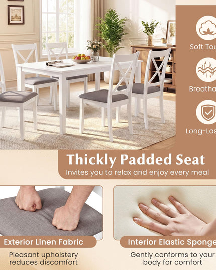 Giantex Rubber Wood Dining Room Chairs with Comfortable Backrest & Padded Seat