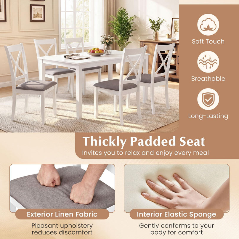 Giantex Rubber Wood Dining Room Chairs with Comfortable Backrest & Padded Seat