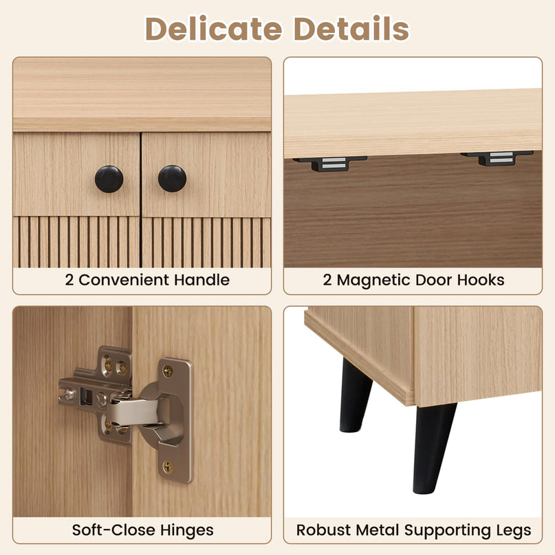 GIANTEX Geometric Shoe Cabinet with 2 Doors