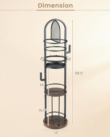 CHARMAID Meuble Organisateur de Bijoux sur Pied Rotatif à 360° avec Panneau Perforé