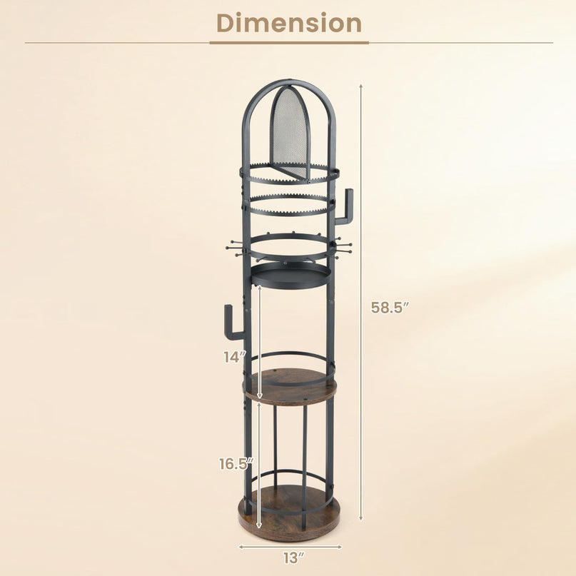 CHARMAID 360° Rotating Floor Standing Jewelry Organizer with Pegboard