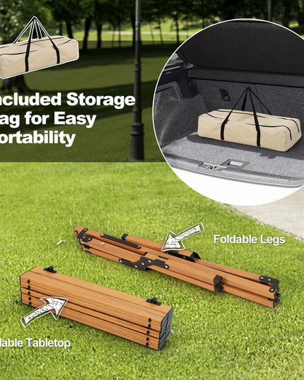 Giantex Folding Camping Table, Roll-Up Folding Table w/Carry Bag
