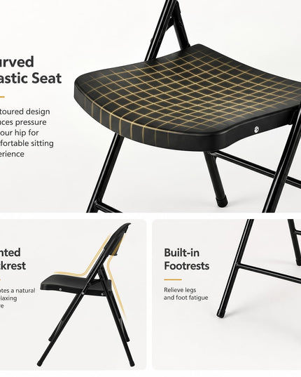 Giantex 4/6/8/12 Pack Plastic Folding Stackable Chair with Curved PP Seat