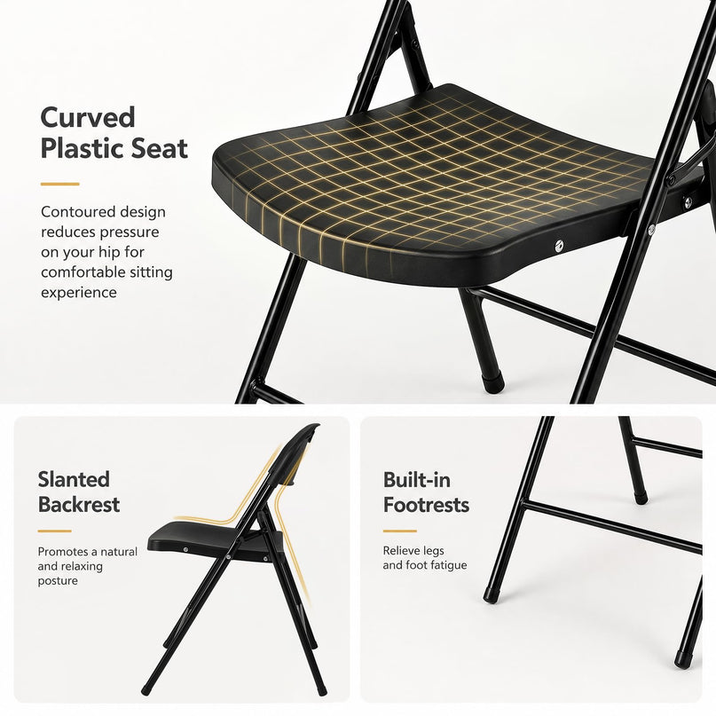 Giantex 4/6/8/12 Pack Plastic Folding Stackable Chair with Curved PP Seat