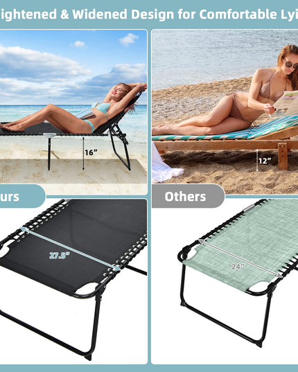 Giantex Patio Lounge Chair Folding Tanning Chair, Sunbathing Chaise Lounge W/Removable Headrest