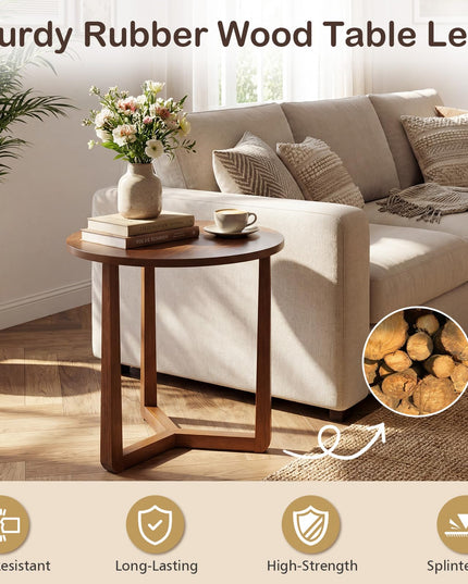 Table d'appoint de canapé Giantex 22,5 po avec pieds en bois pour salon et chambre à coucher