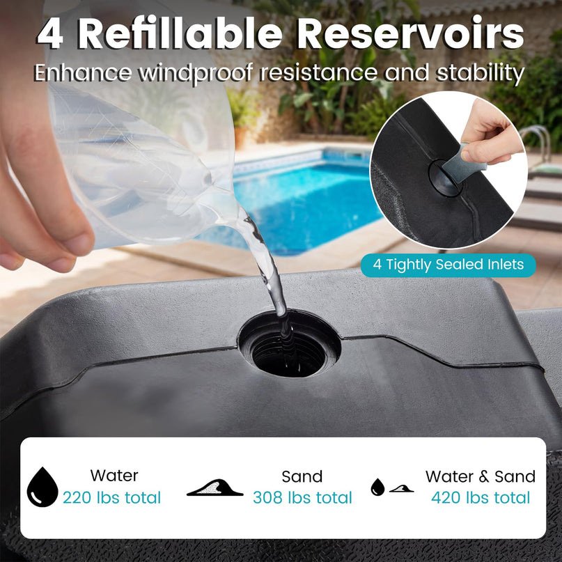 Giantex 4-Piece Fillable Offset Patio Umbrella Base 420 lbs