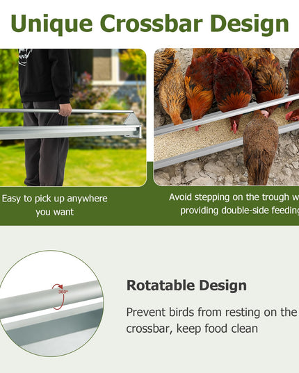 Giantex Chicken Feeding Trough 45" Long - Heavy Duty Galvanized Steel Chicken Feeder