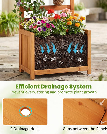 Jardinière surélevée en bois avec treillis Giantex pour l'extérieur