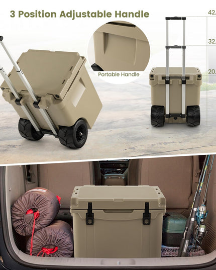 Giantex Cooler with Wheels, 45 Quart Rolling Cooler with All Terrain Wheels