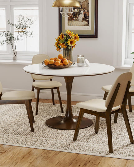 Giantex Wooden Dining Chairs Set of 2/4 Linen Fabric Upholstered Dining Room Chairs