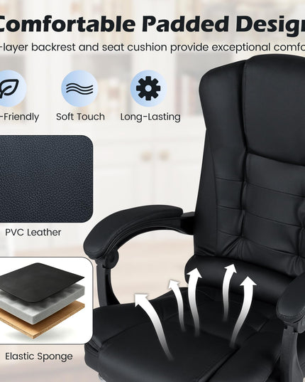 GIANTEX Massage Office Chair Comfy Desk Chair with Foot Rest